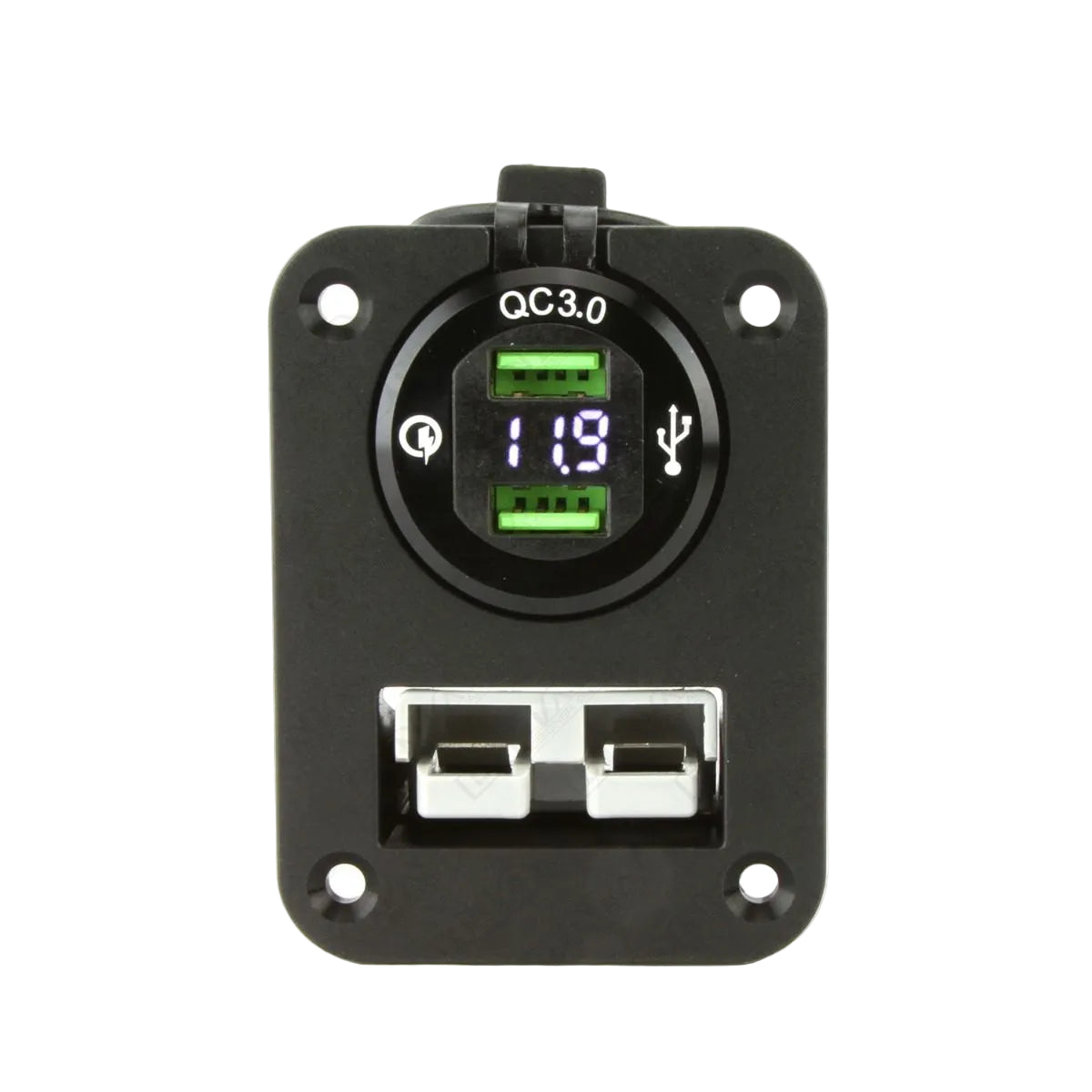 DNA PA503 Panel Mount 50 Amp Anderson Plug & Dual QC USB Sockets & Volt Meter