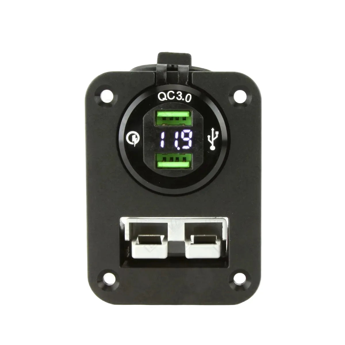 DNA PA503 Panel Mount 50 Amp Anderson Plug & Dual QC USB Sockets & Volt Meter