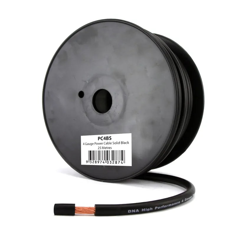 DNA Audio PC4BS 4 Gauge Solid Black Power Cable – 25 Metres | Heavy-Duty CCA Power Solution