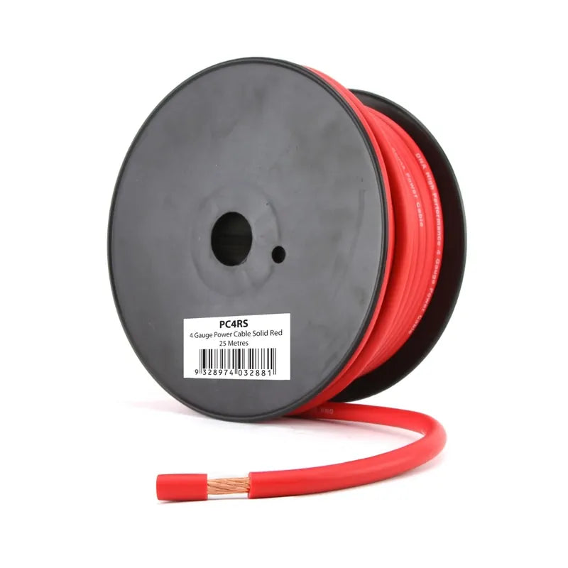 DNA Audio PC4RS 4 Gauge Solid Red Power Cable – 25 Metres | Heavy-Duty CCA Power Solution