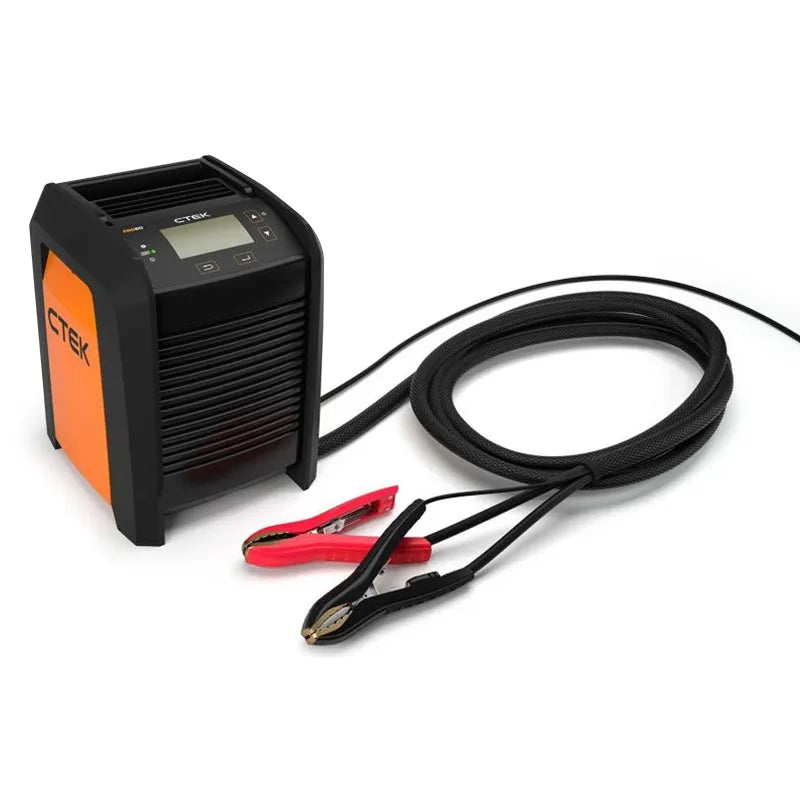 CTEK PRO60 professional 60A battery charger with LCD display and heavy duty cables