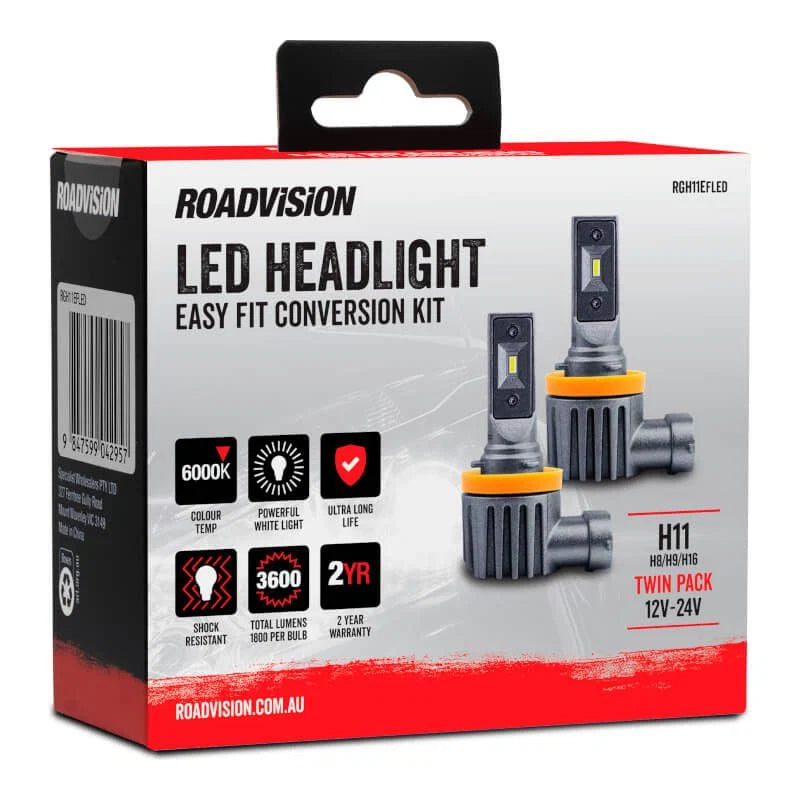 Roadvision RGH11EFLED LED H8 H9 H11 H16 Headlight Globe Kit 6000K
