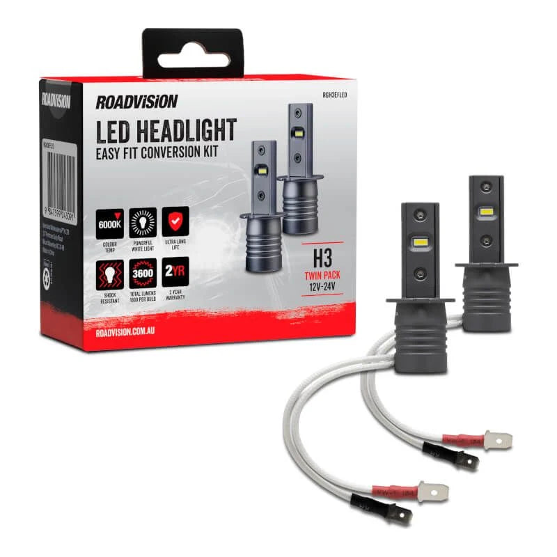 Roadvision RGH3EFLED LED H3 Headlight Globe Kit 6000K 12-24V