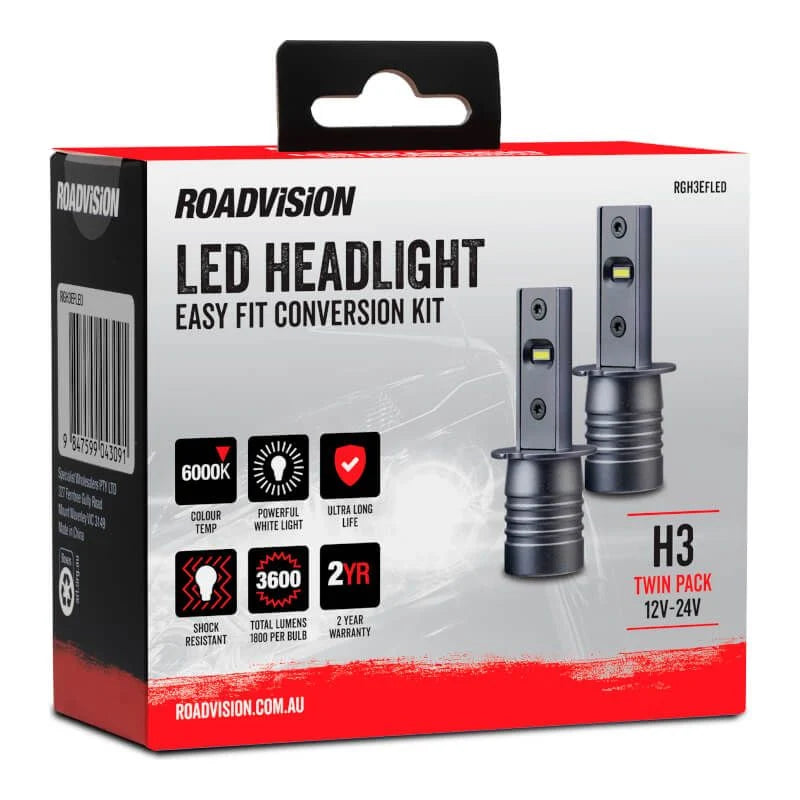 Roadvision RGH3EFLED LED H3 Headlight Globe Kit 6000K 12-24V