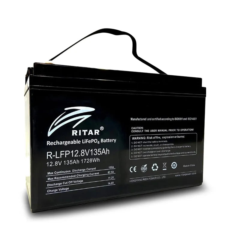 Ritar R-LFP12.8V135AH 1728wh Rechargeable Lithium Iron Phosphate Battery