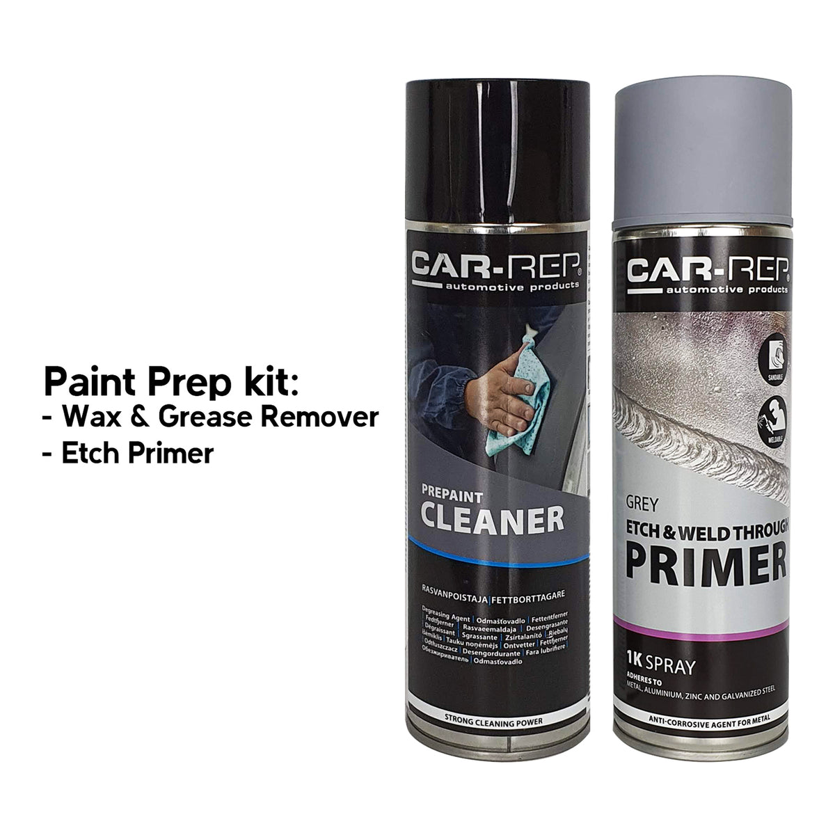Paint prep kit, surface cleaner and etch primer pressure packs
