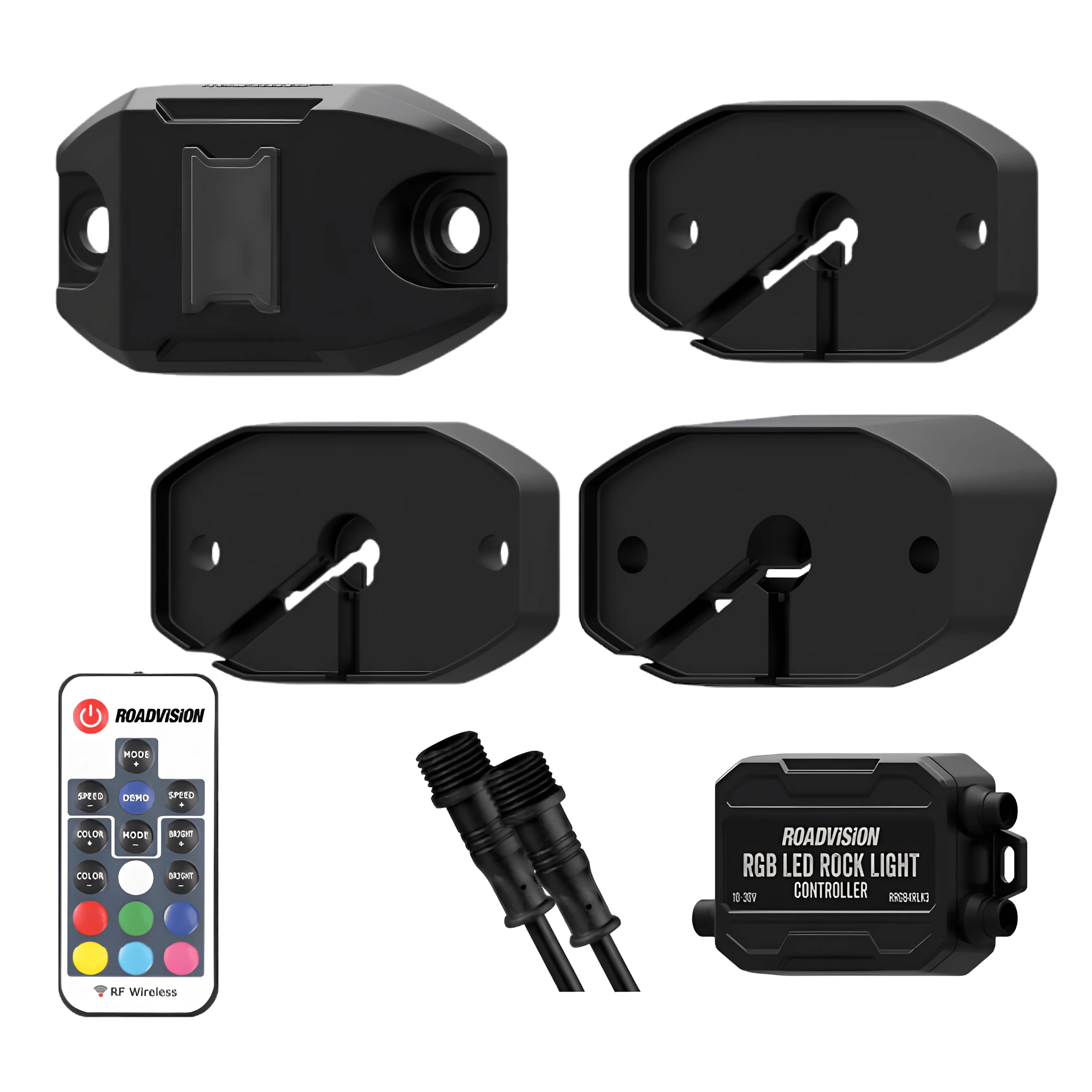 Roadvision RRGB4RLK3 RGB LED Rock Light Kit 4 Lights with Controller