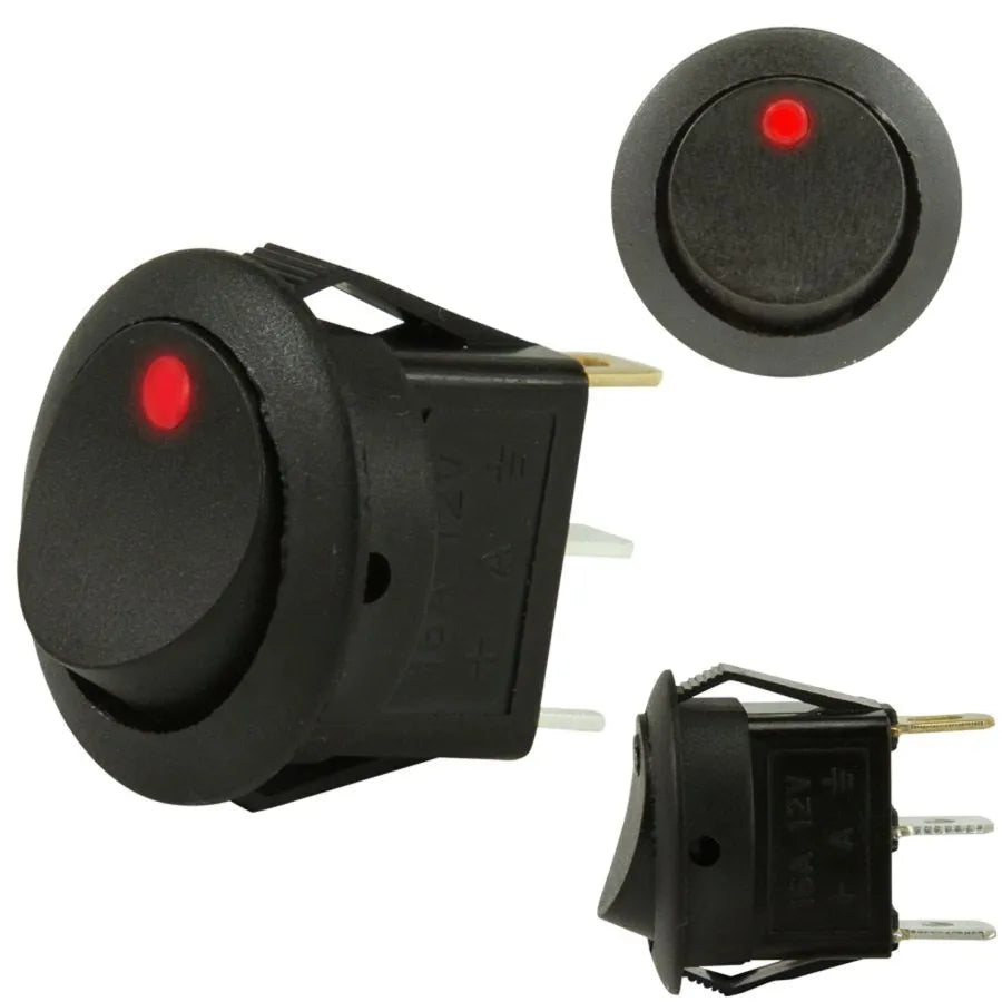 DNA RS16R 12 Volt Off/On Rocker Switch - Red LED