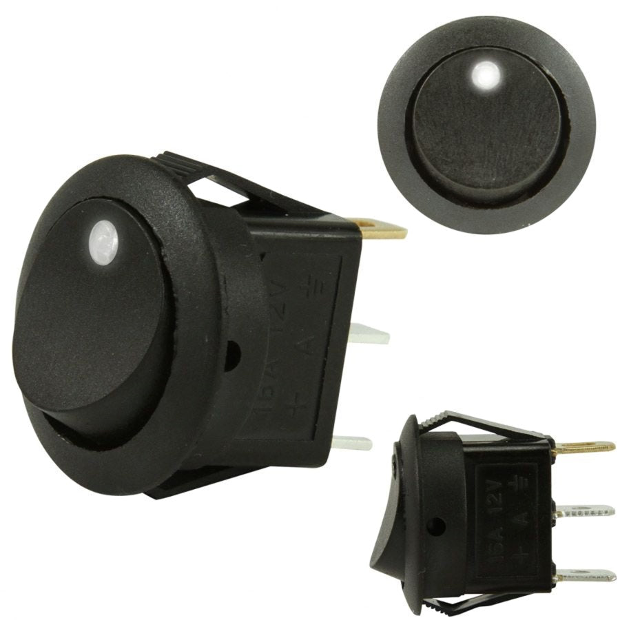 DNA RS16W 12 Volt Off/On Rocker Switch - White LED