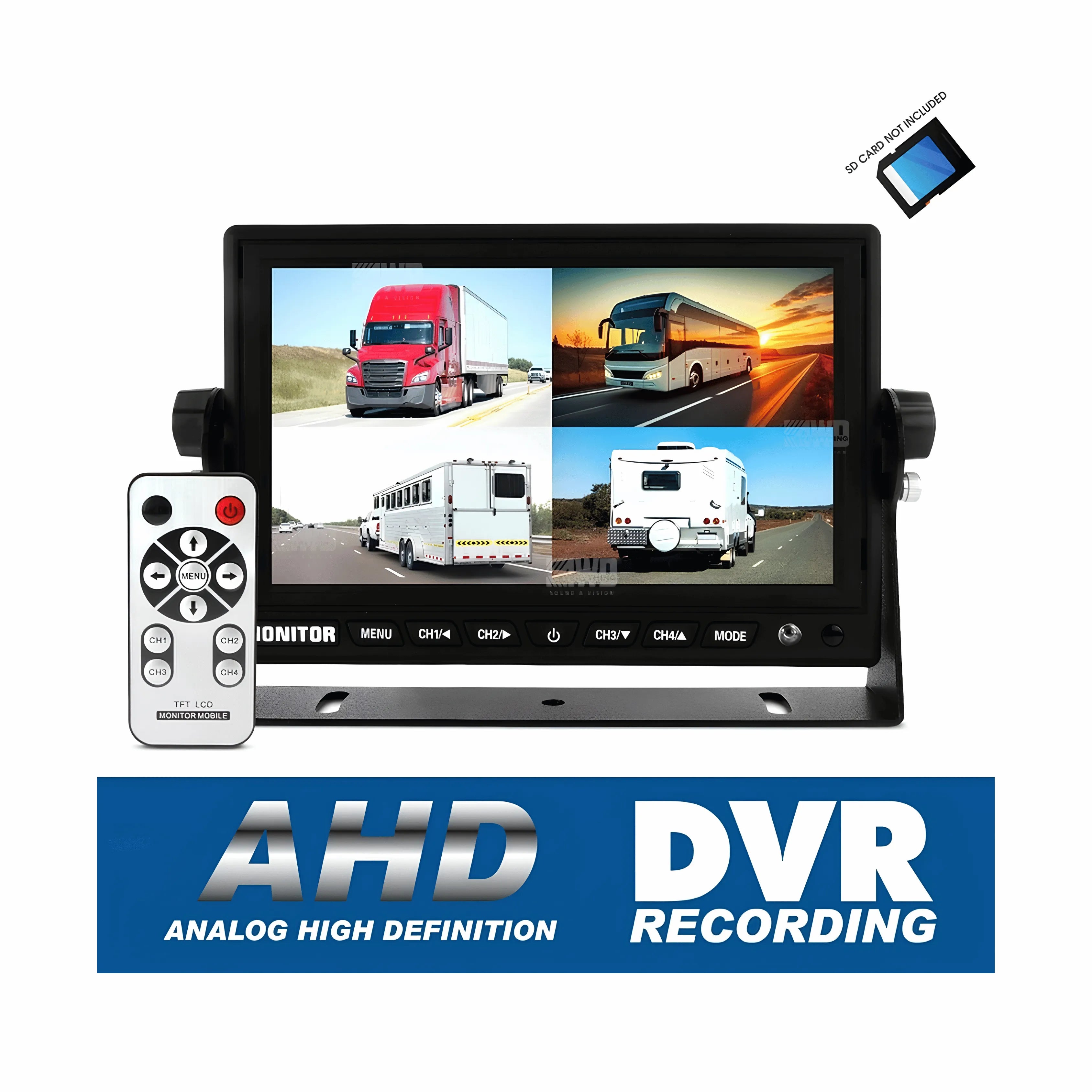 DNA RV74B-AHD-DVR 7 Inch LCD 4 Channel Quad Rearview Screen