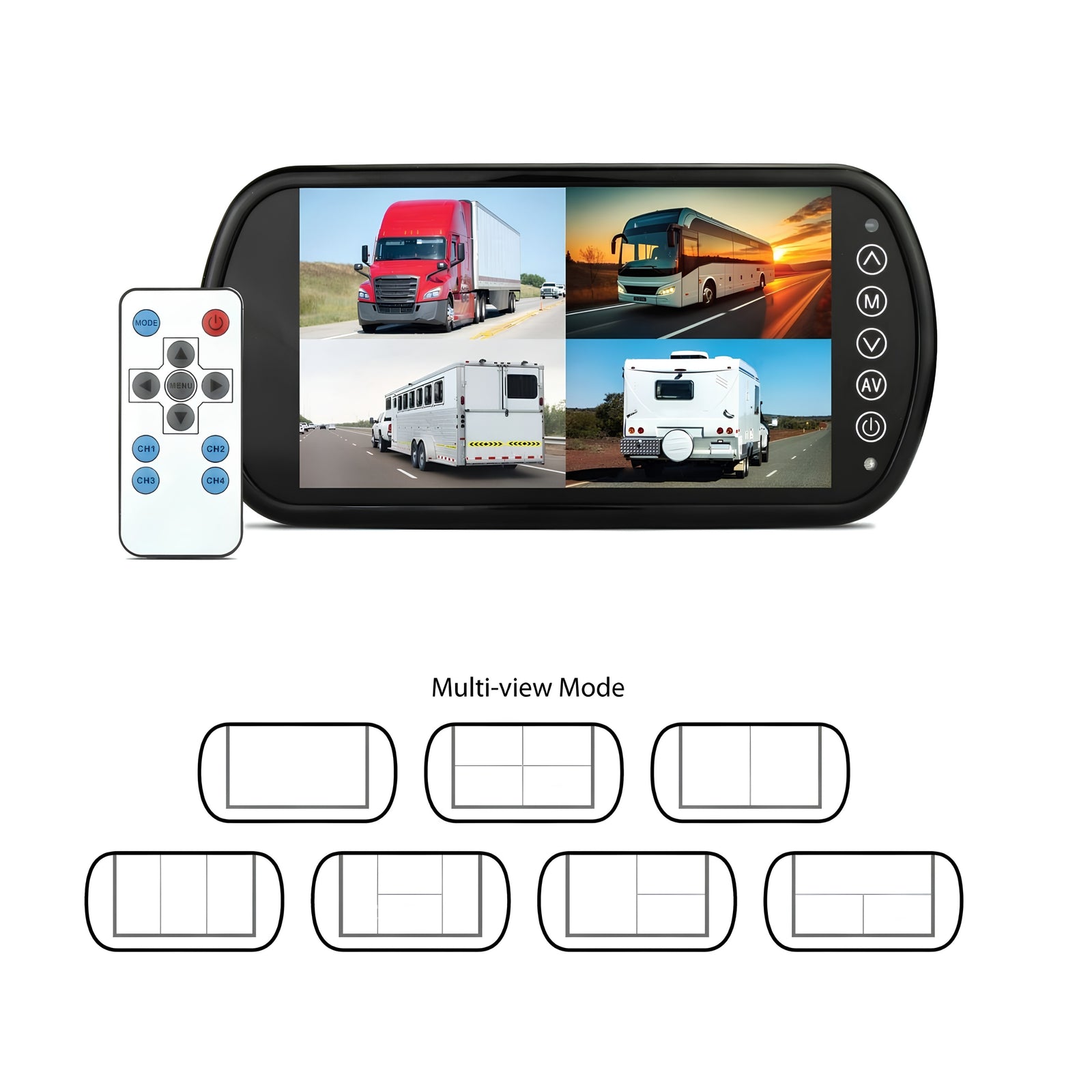 DNA RVM74 7-Inch AHD 4 Channel Rear View TFT-LCD Monitor