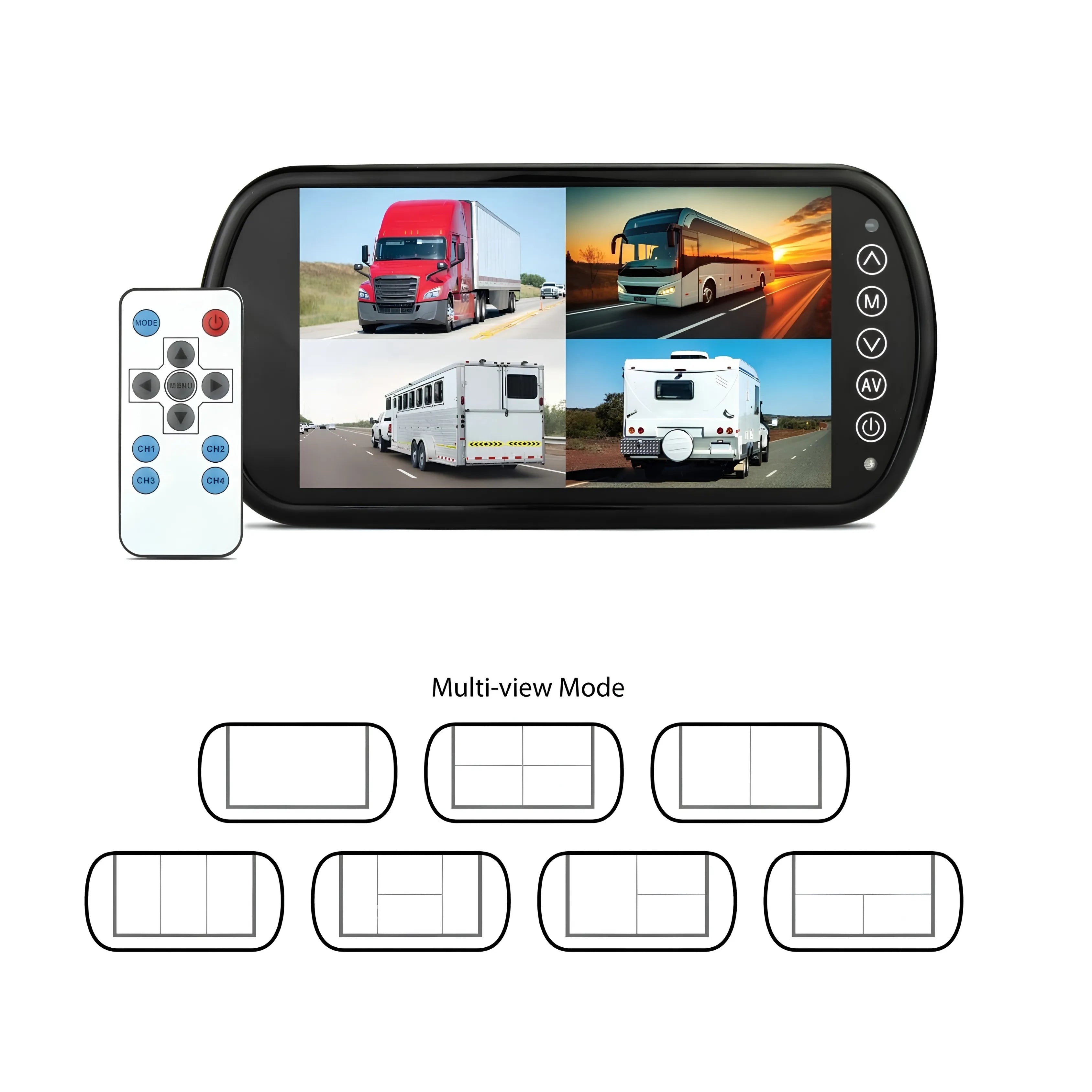 DNA RVM74 7-Inch AHD 4 Channel Rear View TFT-LCD Monitor