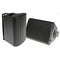 Pair of black Studio Acoustics SA500B box speakers with grilles, one turned to the side