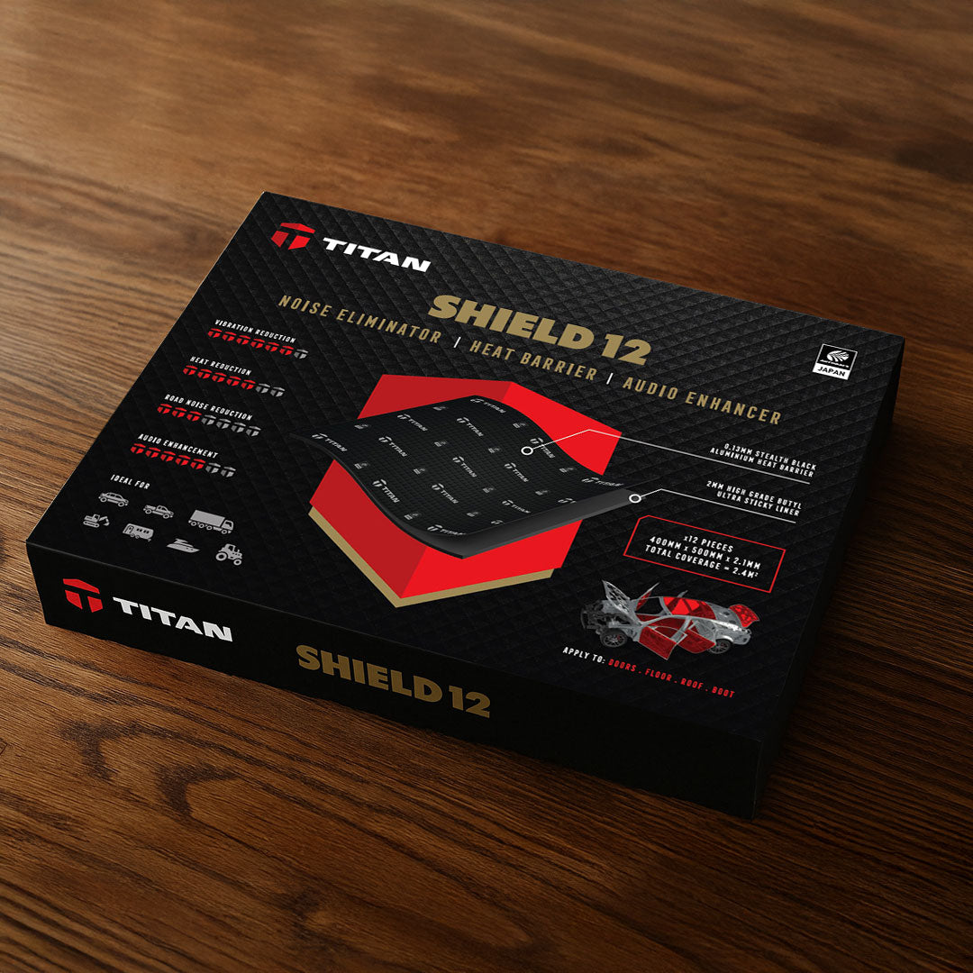 TITAN SHIELD 12 | Acoustic & Vibration Dampening Sheets (12 Pack) Sound Deadening Mat for Cars