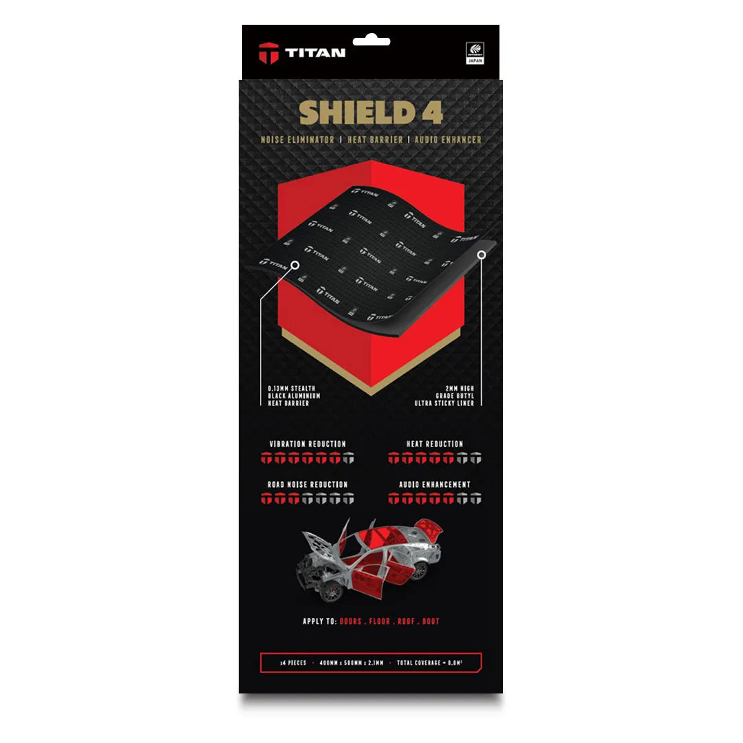 TITAN SHIELD 4 | Premium Acoustic & Vibration Deadening Sheets – 4-Pack Noise & Heat Insulation for Cars