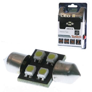 AERPRO SMD91W 4X SUPER SMD LED 28MM FESTOON INTERIOR GLOBE WHITE