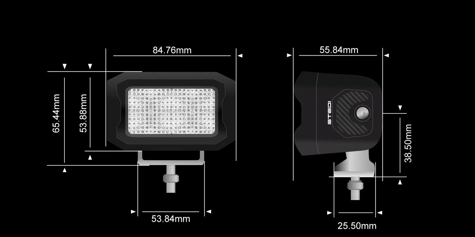 STEDI ST-04-G2-001 G2 Black Flood Work Light CREE XP-L2