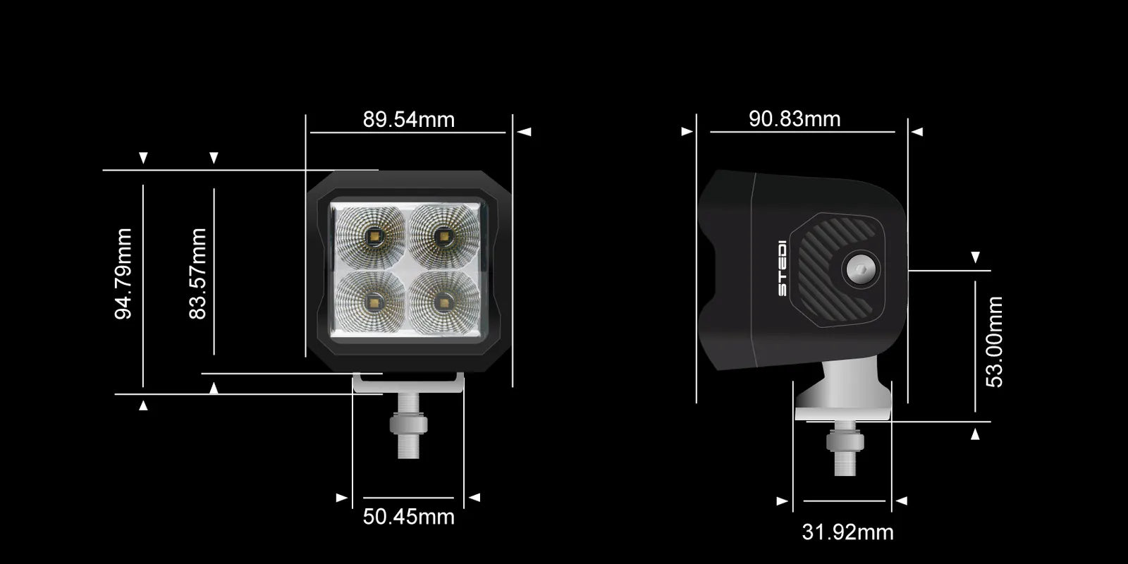 STEDI ST-04-G4-001 G4 Black Spot Work Light CREE XP-L2 235m