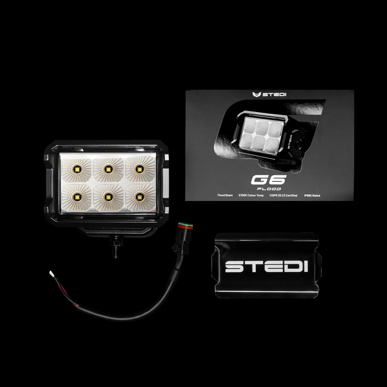 STEDI ST-04-G6-001 G6 Black Flood Work Light 6x CREE XP-L2