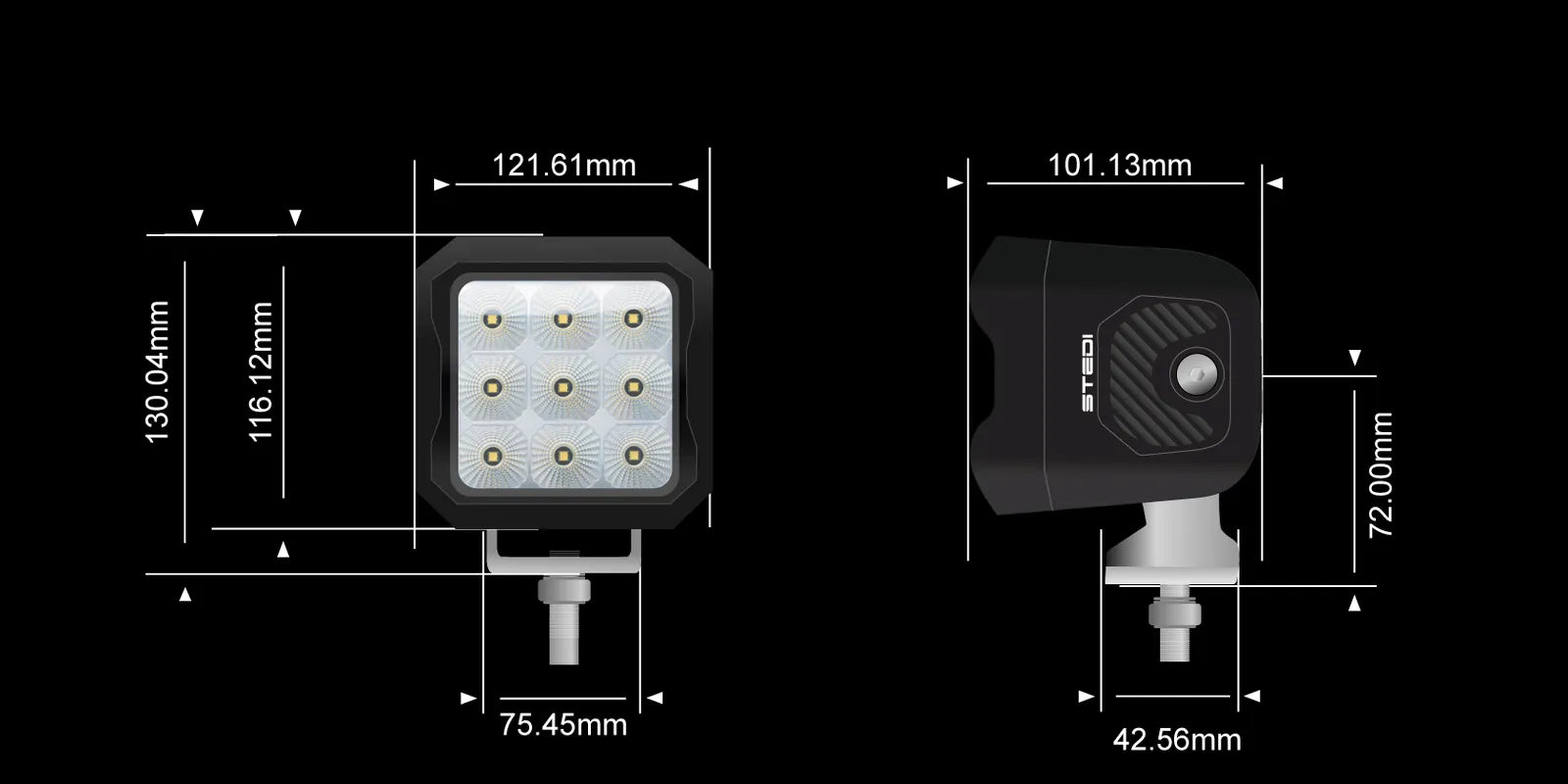STEDI ST-04-G9-001 G9 Black Flood Work Light 9x CREE XP-L2