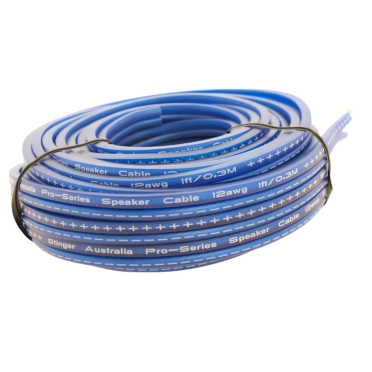 Coiled blue Stinger ST12SPKB speaker cable