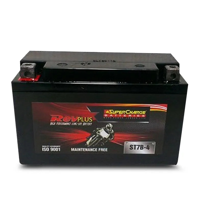 RevPLUS ST7B-4 Premium Fully Sealed Factory Activated VRLA Motorcycle Battery (12V, 6.5Ah)