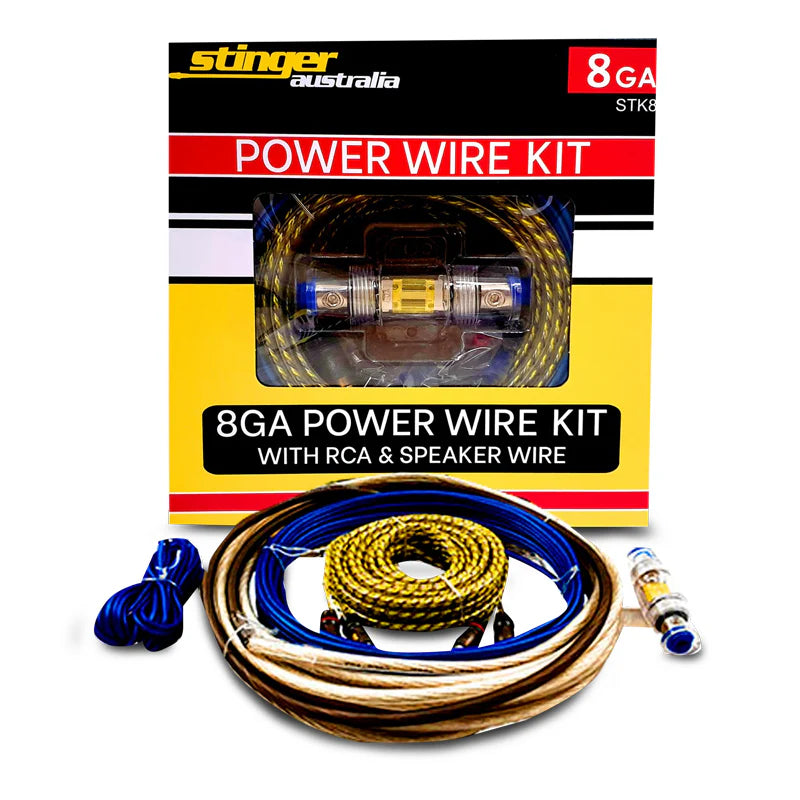 Nakamichi NBF25.5A 9.2 Inch Active Subwoofer with Built-In 150W Amplifier and Stinger STK8 8 Gauge Amplifier Wiring Kit Bundle