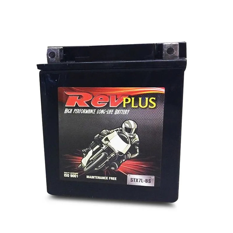 RevPLUS STX7L-BS Heavy Duty Dry Charged Motorcycle Battery (12V, 6Ah)