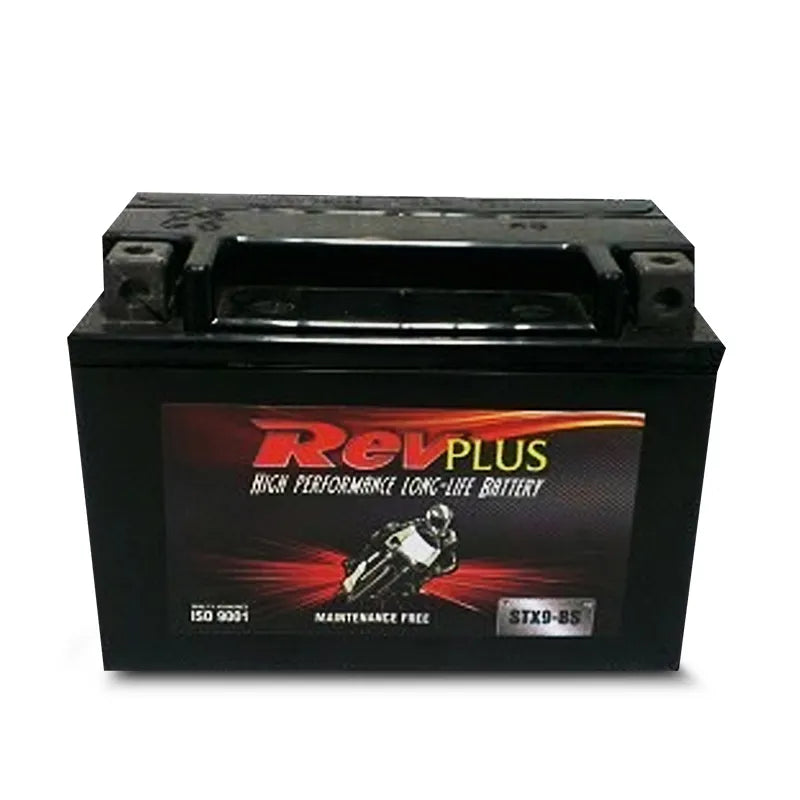RevPLUS STX9-BS Heavy Duty Dry Charged Motorcycle Battery (12V, 8Ah)