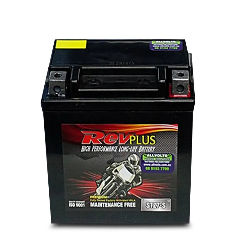 RevPLUS STZ7-S Premium Fully Sealed Factory Activated VRLA Motorcycle Battery (12V, 6.0Ah)