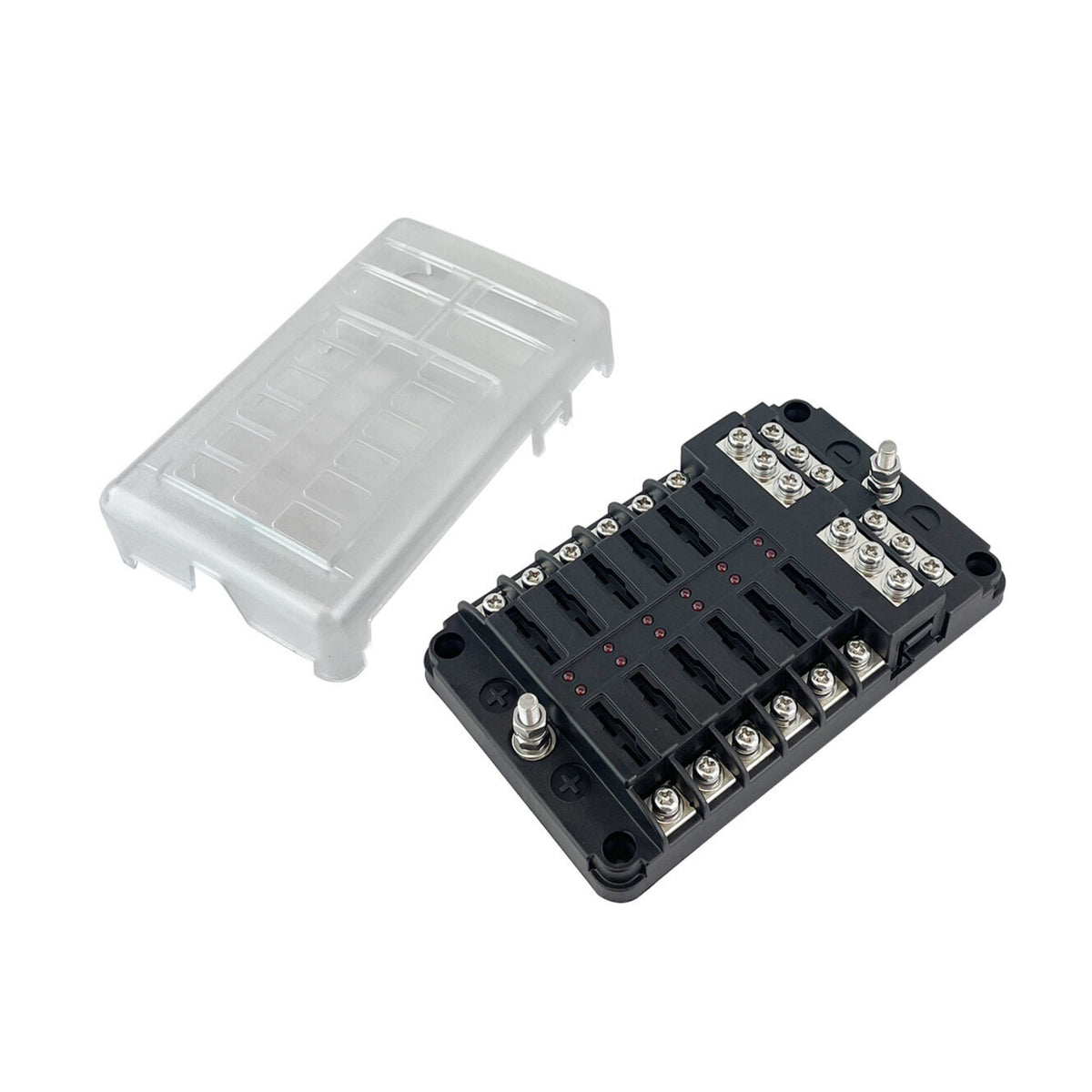 Thunder TDR05224 12 Way Standard Blade Fuse Box With Cover & LED Indicators 30A