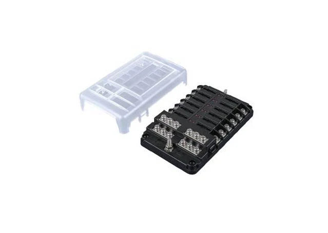 Thunder TDR05224 12 Way Standard Blade Fuse Box With Cover & LED Indicators 30A