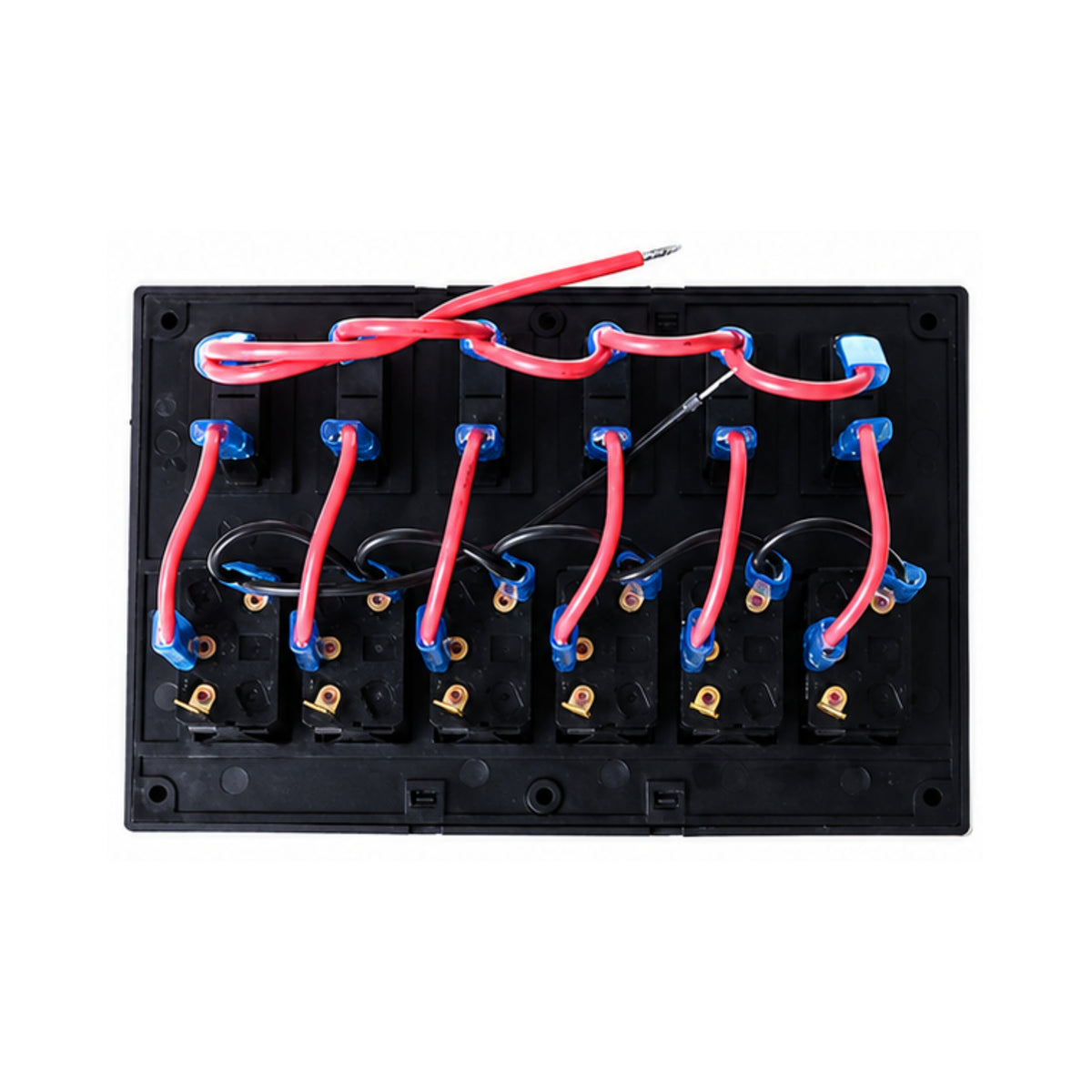 Thunder TDR11031 6 Rocker Switch Panel On/Off - SPST 12/24V Blue Illuminated (Contacts Rated 20A @ 12V)
