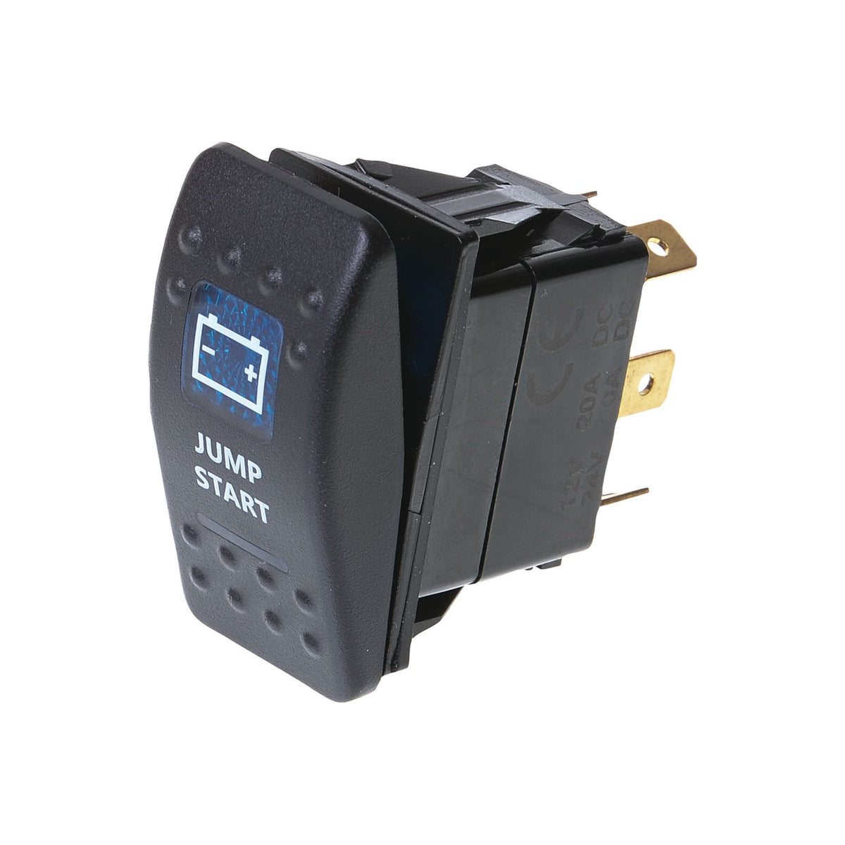 Thunder TDR11047 Rocker Switch Off Mom On SPST 12/24V Blue Illuminated (Contacts Rated 20A @ 12V)