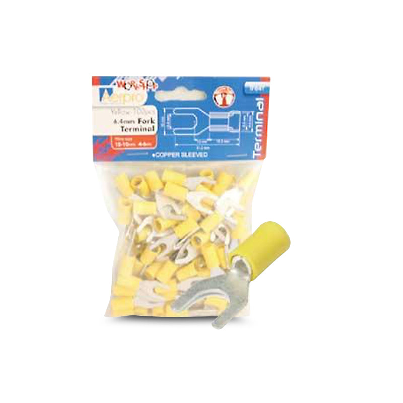 Aerpro TF64Y 6.4mm Yellow Fork Terminals