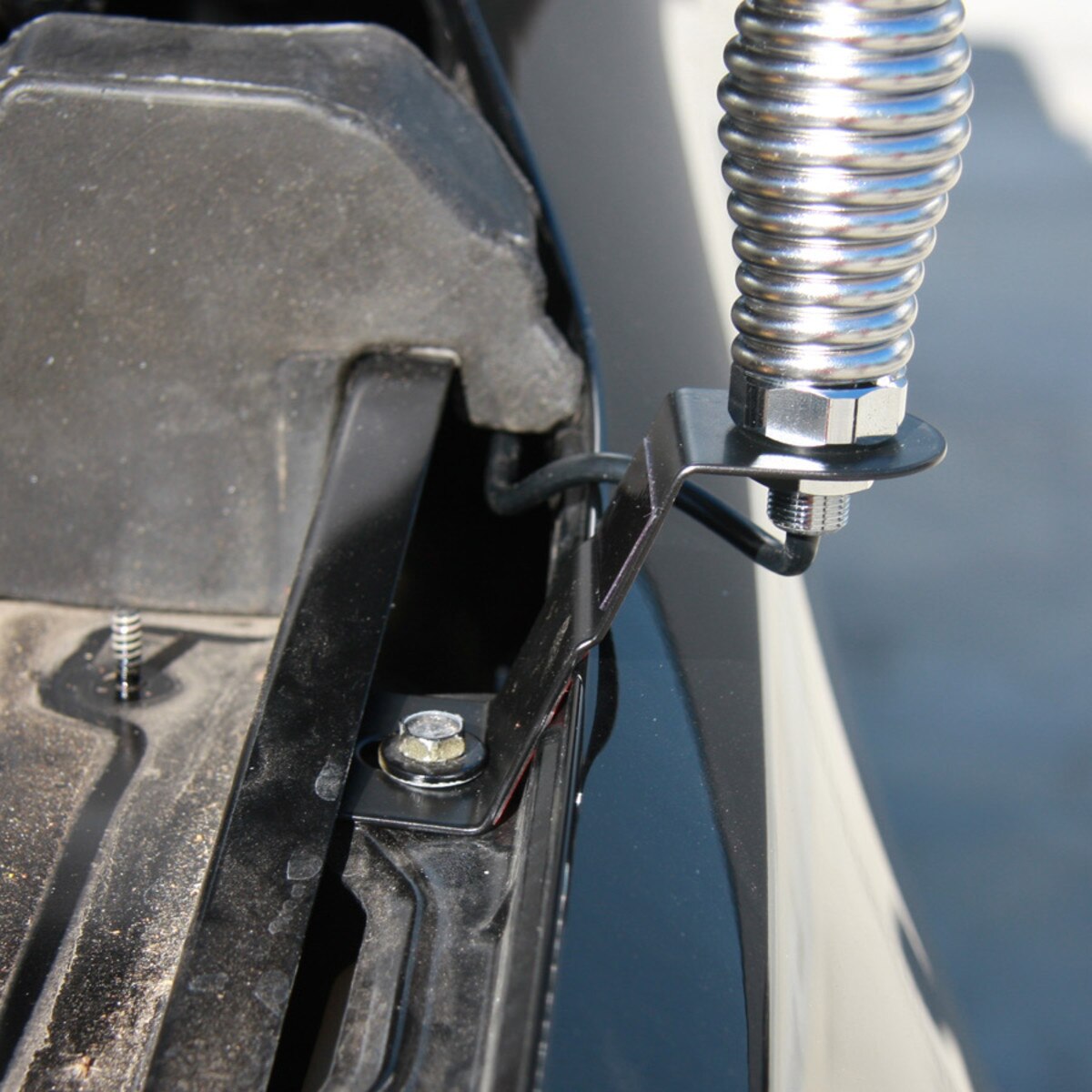 RFI TLM-2-BT50 Heavy Duty Stainless Steel Z Guard Bracket with 6mm Slot - Vehicle-Specific Black Powder-Coated 16mm Hole Fender Mount for Mazda BT-50 with Built-In Compensating Angle and Professional Antenna Mounting