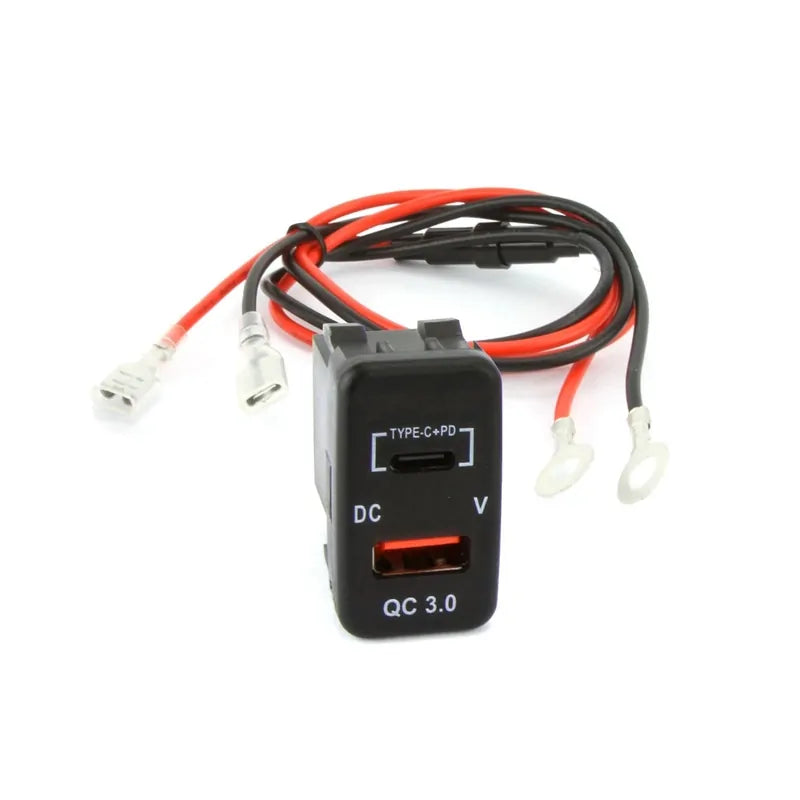 DNA Audio TOYUSB02PDQC Factory Fit USB-C PD + QC3.0 USB Fast Charger With Voltmeter To Suit Large Switch Sockets In Toyota Vehicles - Professional Charging &amp; Monitoring Solution