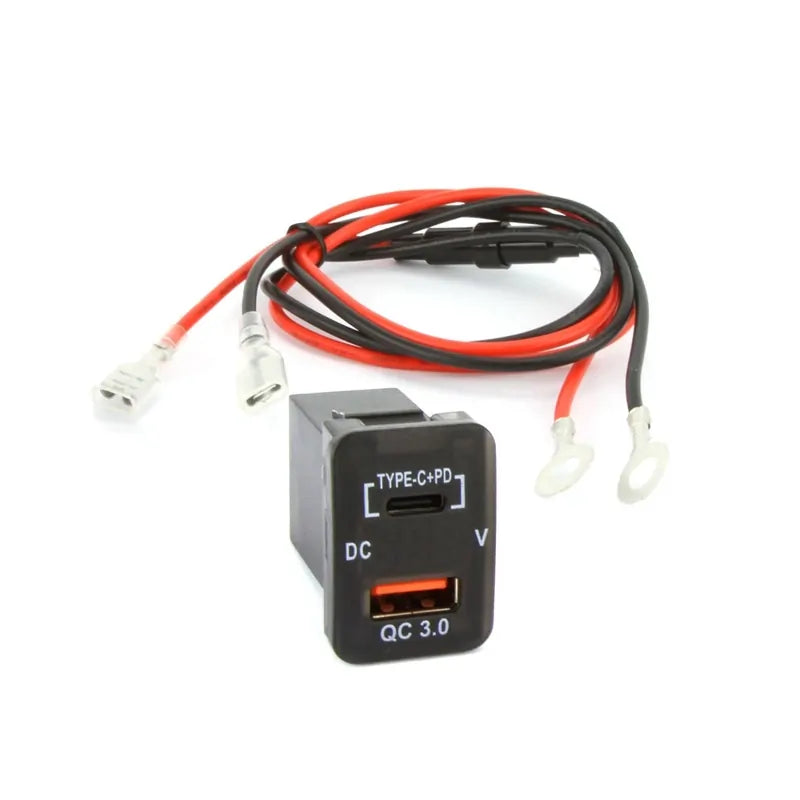 DNA Audio TOYUSB03PDQC Factory Fit USB-C PD + QC3.0 USB Fast Charger With LED Voltmeter To Suit Small Switch Sockets In Toyota Vehicles - Professional Charging &amp; Monitoring Solution