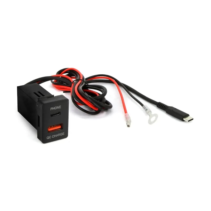 DNA Audio TOYUSB03QC-1M Factory Fit USB-C 1 Metre Lead + QC3.0 USB 12VDC Fast Charger To Suit Small Switch Sockets In Toyota Vehicles - Professional Integration Solution
