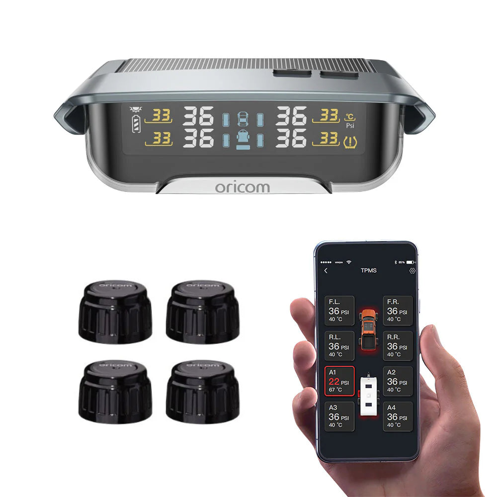 Oricom TPMS10-4E Tyre Pressure Monitoring System with 4 External Sensors and App Functionality
