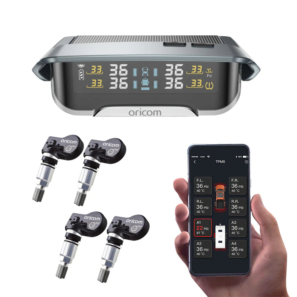 Oricom TPMS10-4I Tyre Pressure Monitoring System with 4 Internal Sensors and App Functionality