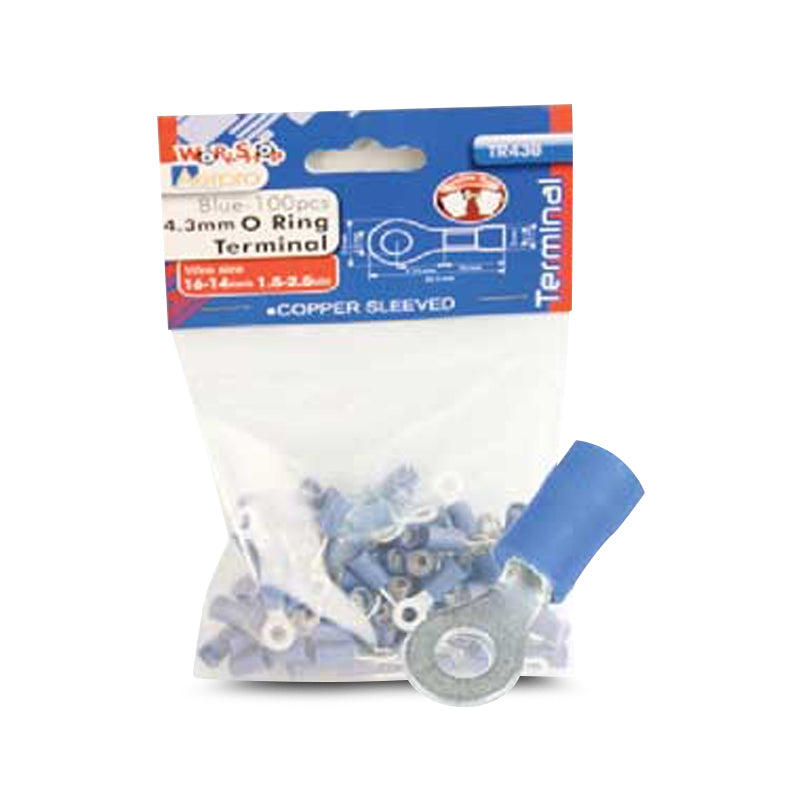 Aerpro TR43B 4.3mm Blue O Ring Terminals