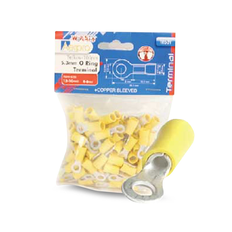 Aerpro TR53Y 5.3mm Yellow O Ring Terminals