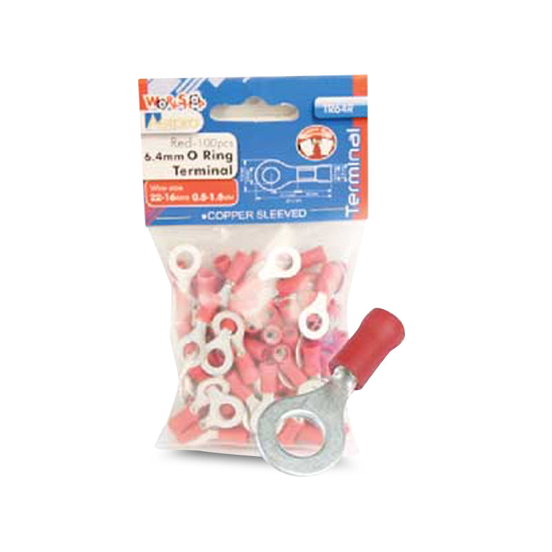 Aerpro TR64R 6.4mm Red O Ring Terminals
