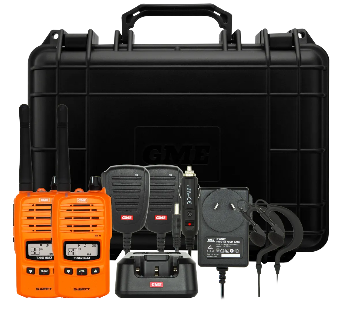 GME TX6160OTP UHF CB Handheld Radio 1 and 5 Watt Twin Pack Orange