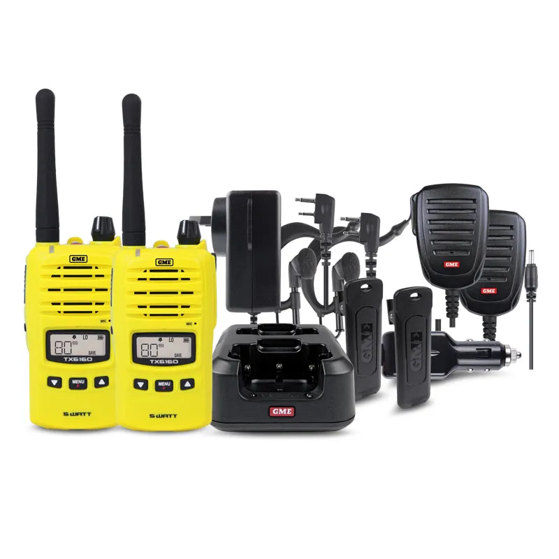 GME TX6160YTP 5 Watt IP67 UHF CB Handheld Radio - Yellow (Twin Pack)