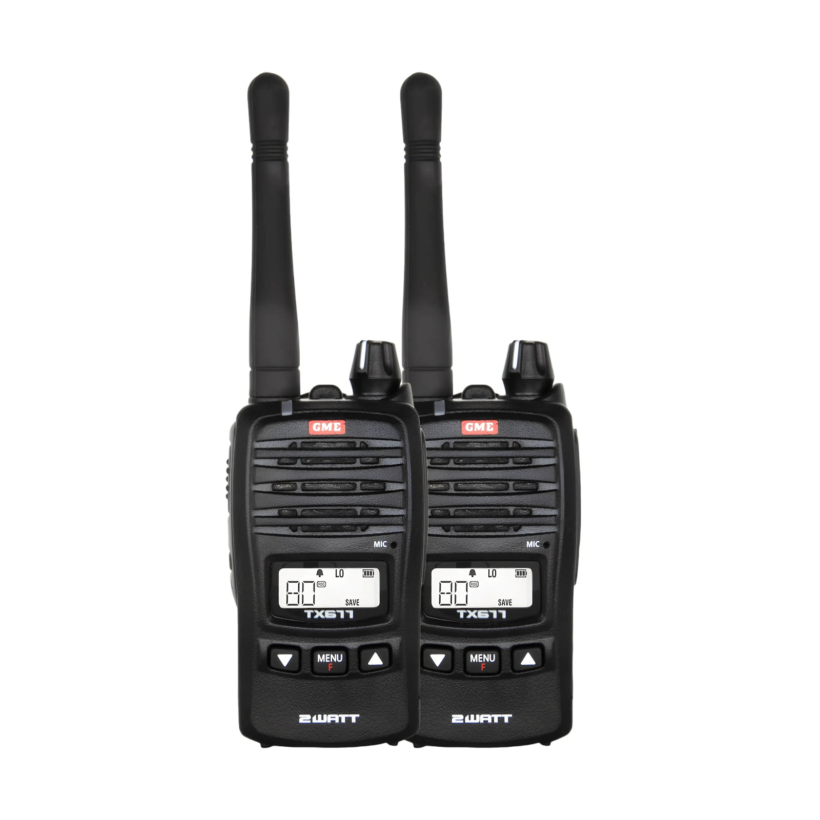 GME TX677TP 2 Watt UHF CB Handheld Radio - Twin Pack