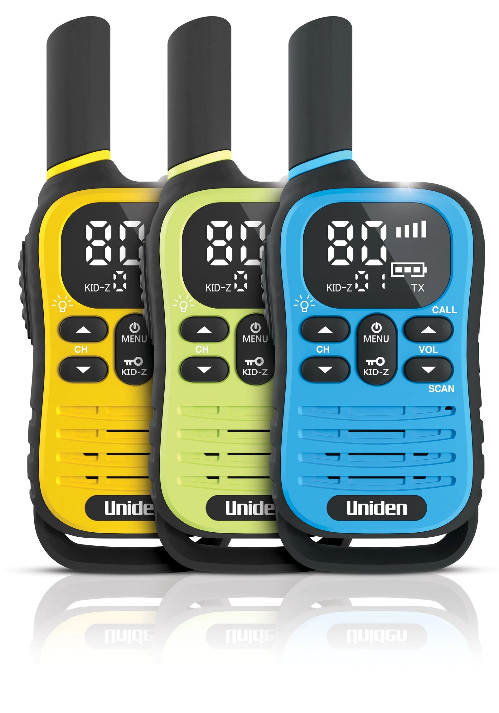 UNIDEN UH45-3 MAX - Ultra-Compact UHF Radio Triple Pack with Kid-Zone Plus and USB-C Charging