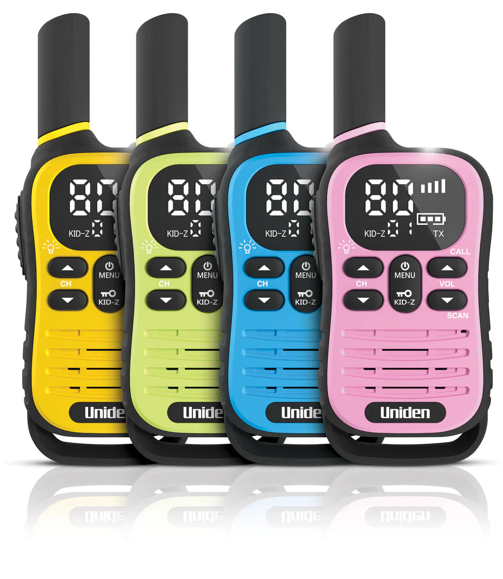 UNIDEN UH45-4 MAX - Ultra-Compact UHF Radio Quad Pack with Kid-Zone Plus and USB-C Charging