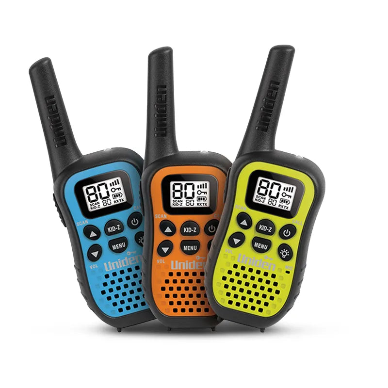 Uniden UH45-3 80 Channel UHF CB Handheld Radio Walkie-Talkie With Kid Zone – Triple Colour Pack